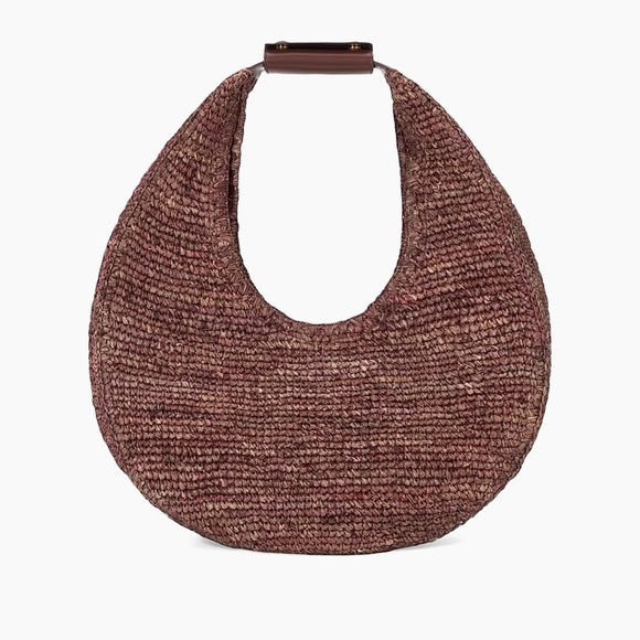 STAUD Handbags - STAUD Large Mahogany Brown Raffia Shoulder Bag NWT